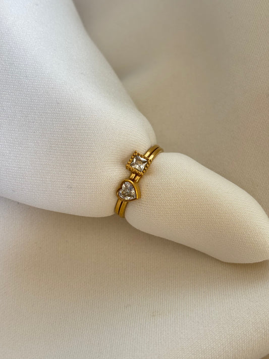 Love Square Ring(set of 2)