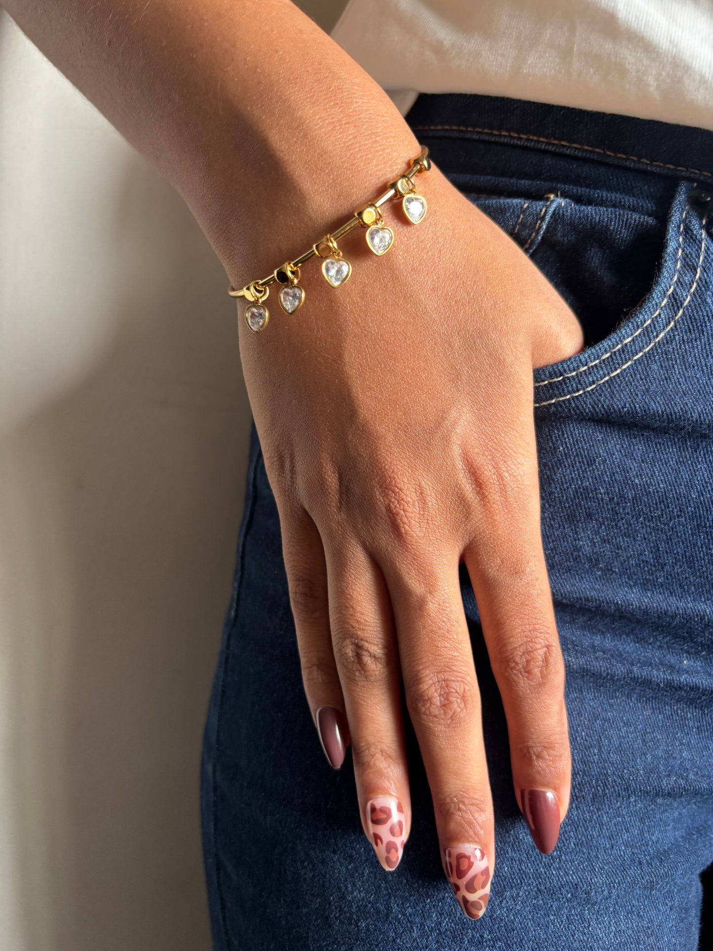Clear Heart Charm Bracelet