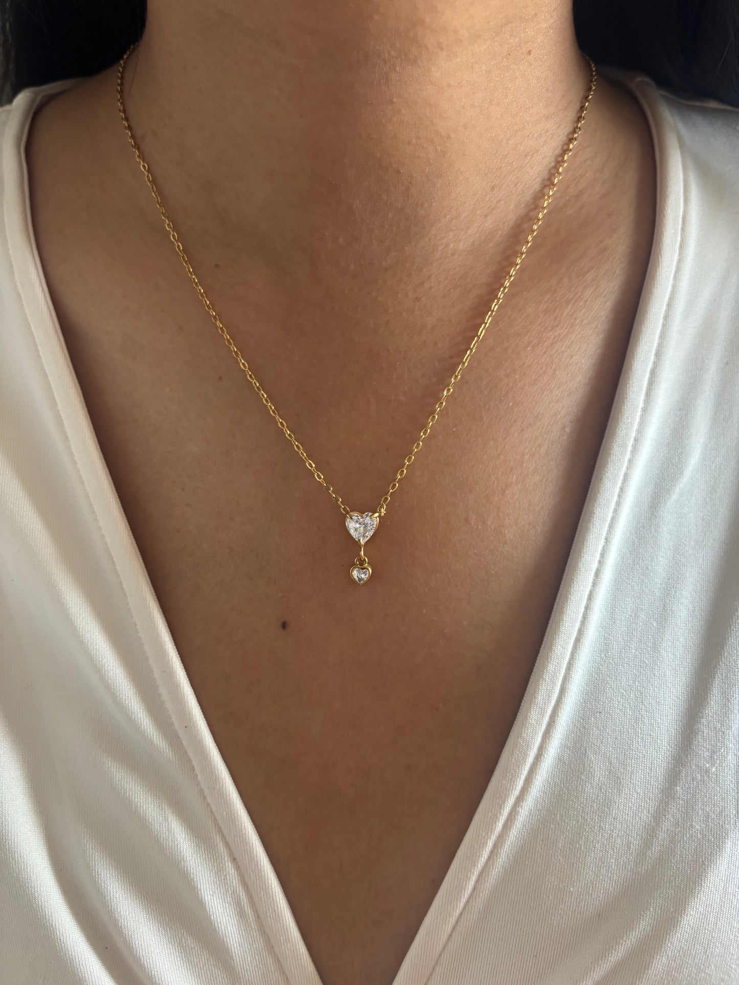 Solitaire Heart Drop Necklace
