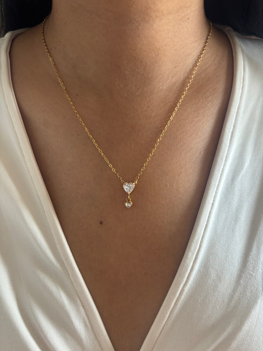 Solitaire Heart Drop Necklace