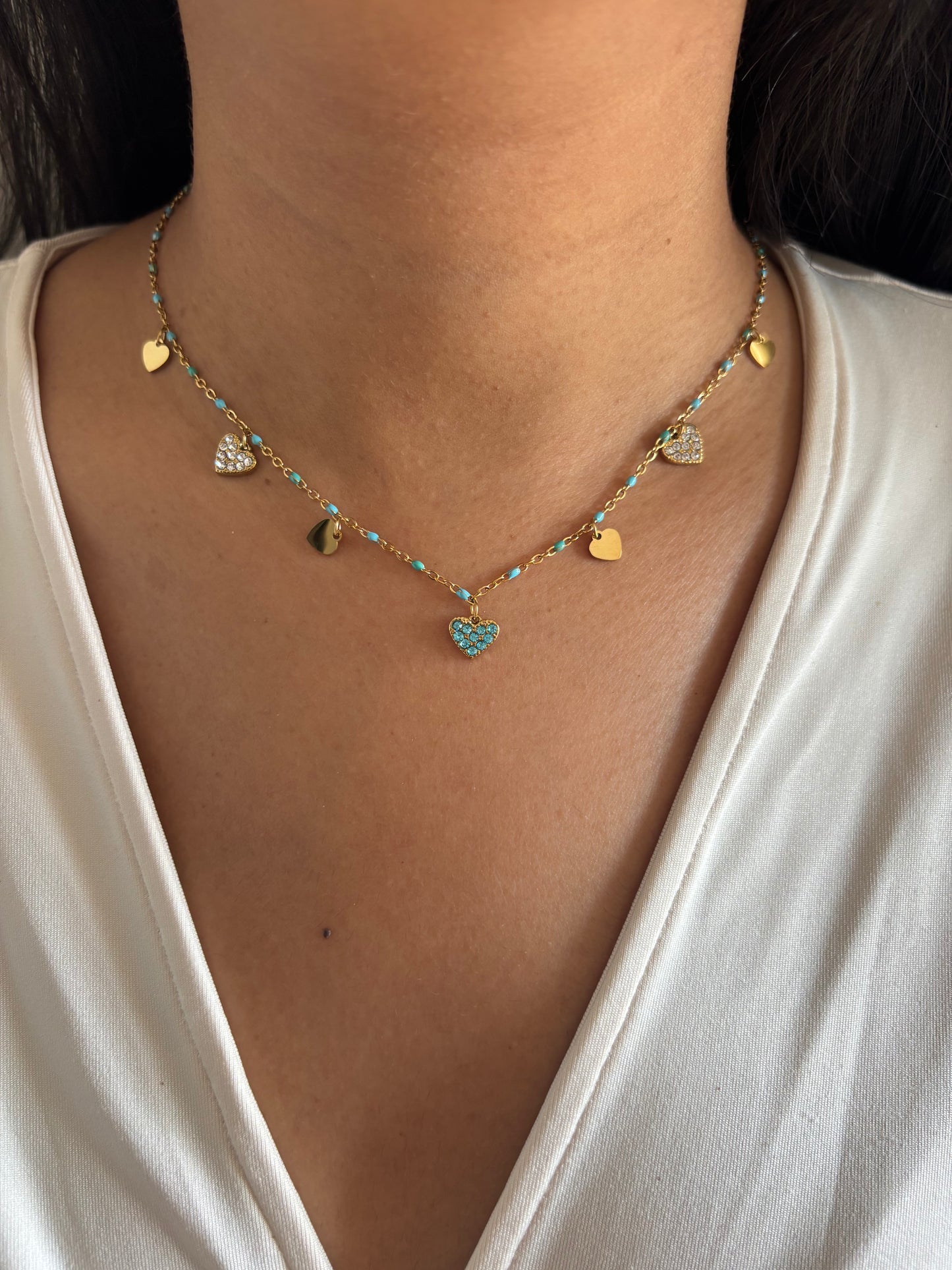Lazuli Heart Charm Necklace