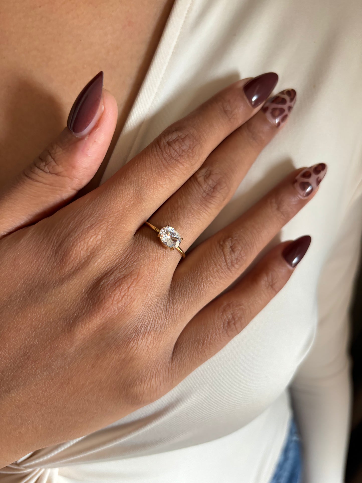 Oval Solitaire Adjustable Ring