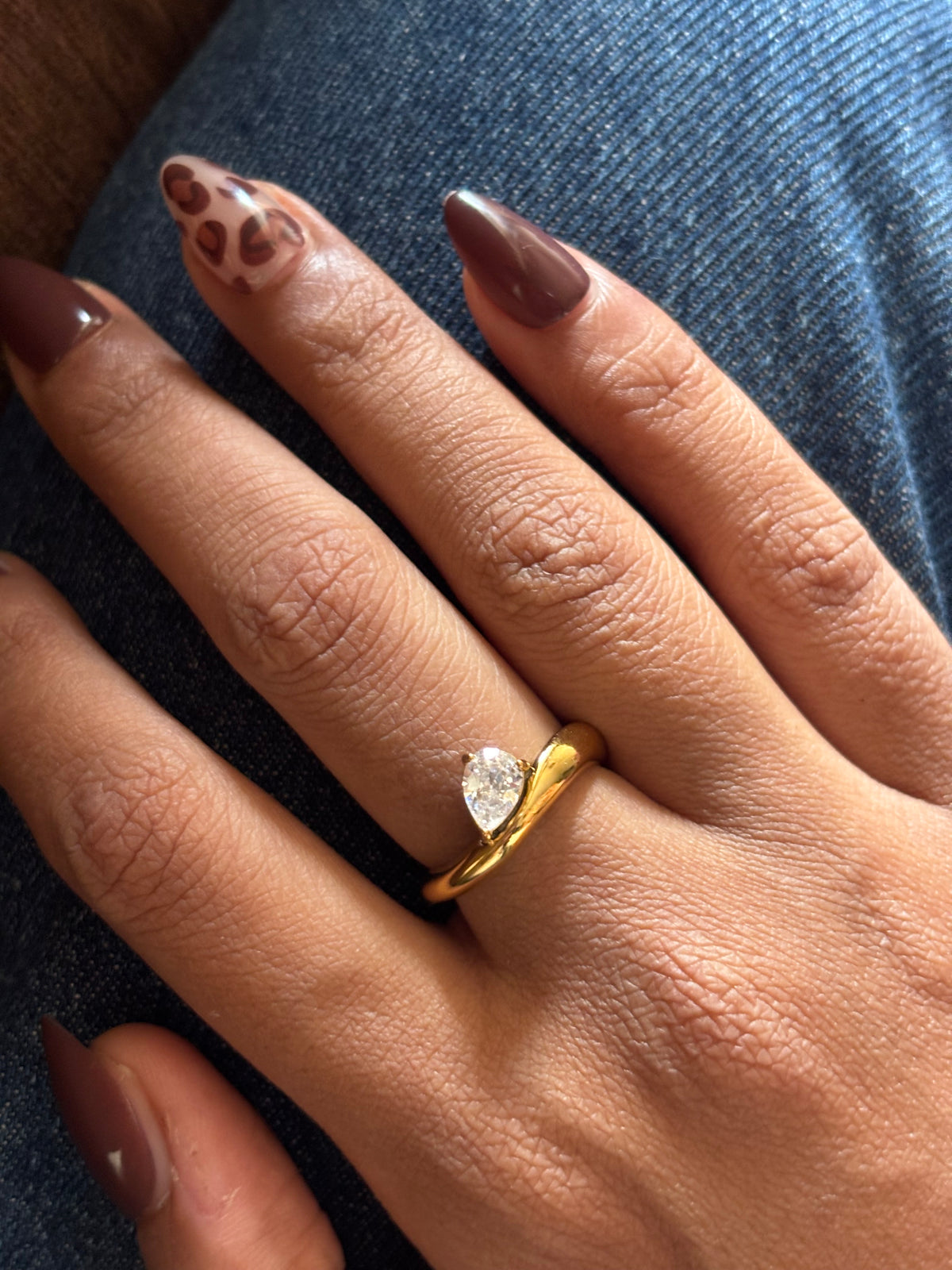 Pear Solitaire Ring