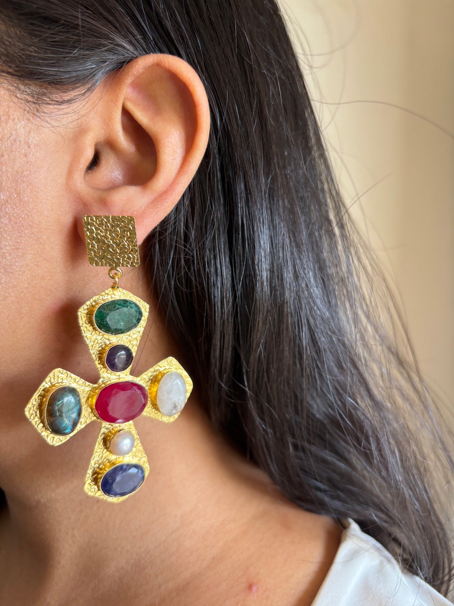The Cross Earring -Brass