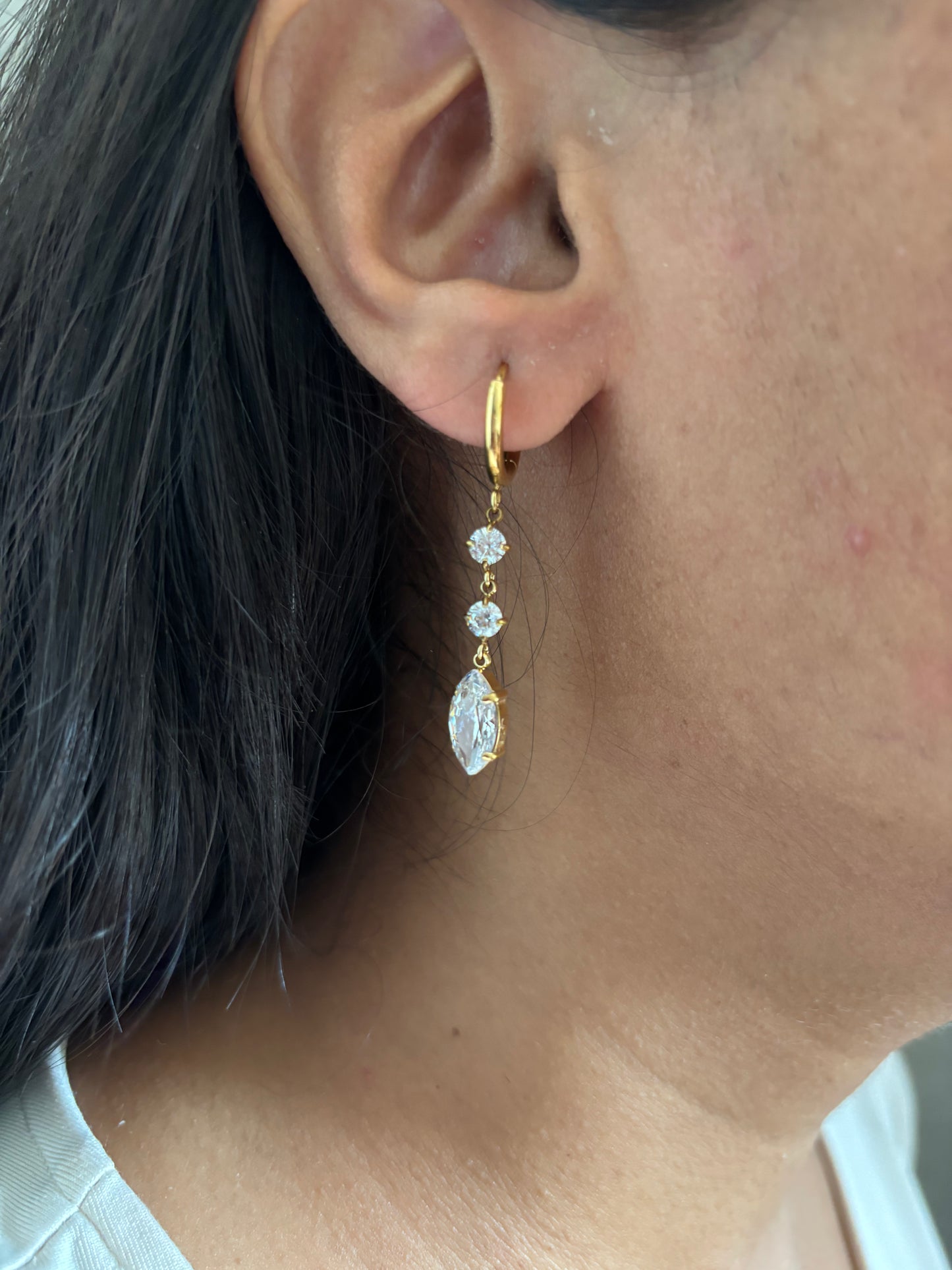 Marquise Solitaire Huggies