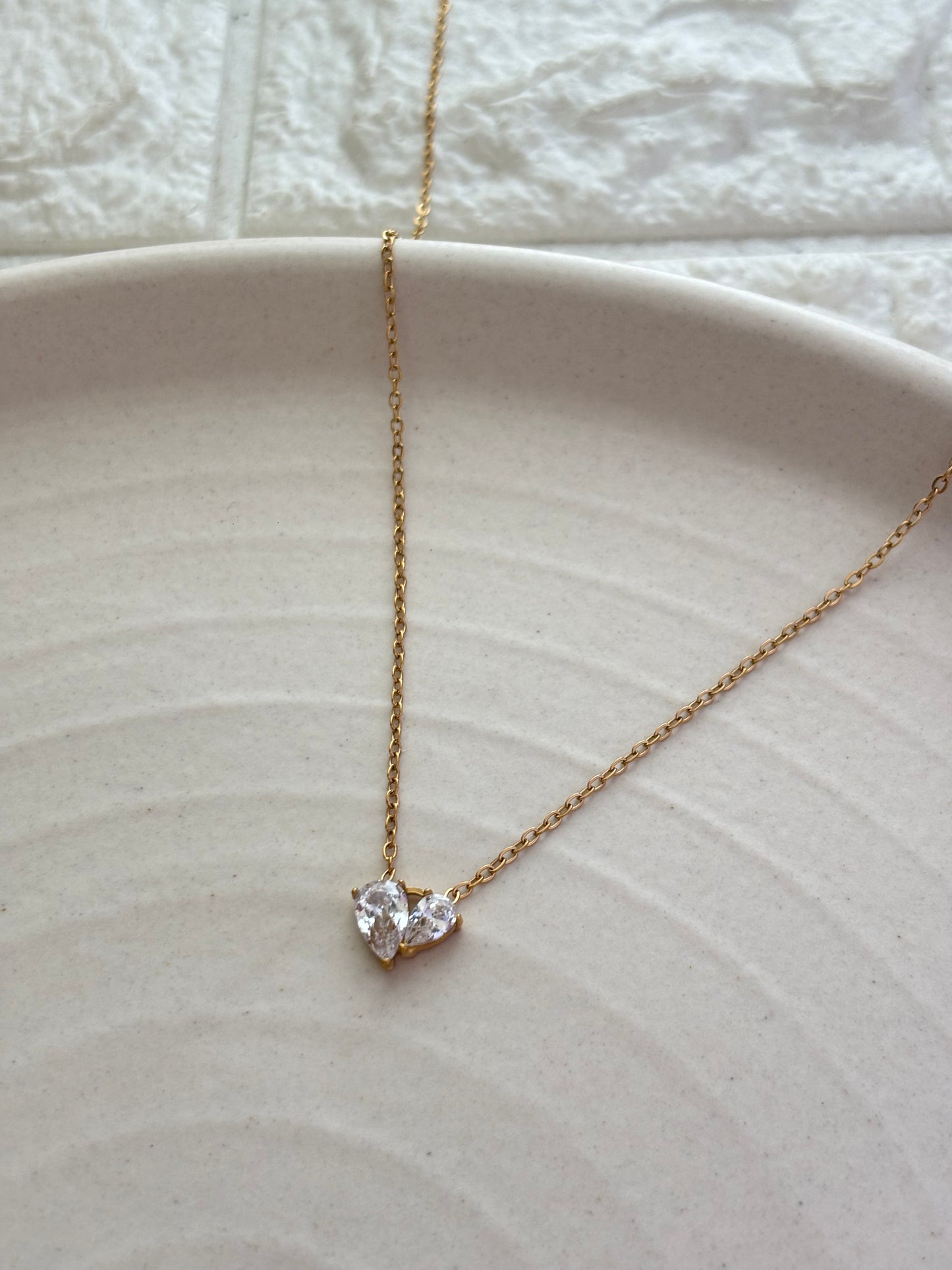 Duo Pear Solitaire Necklace