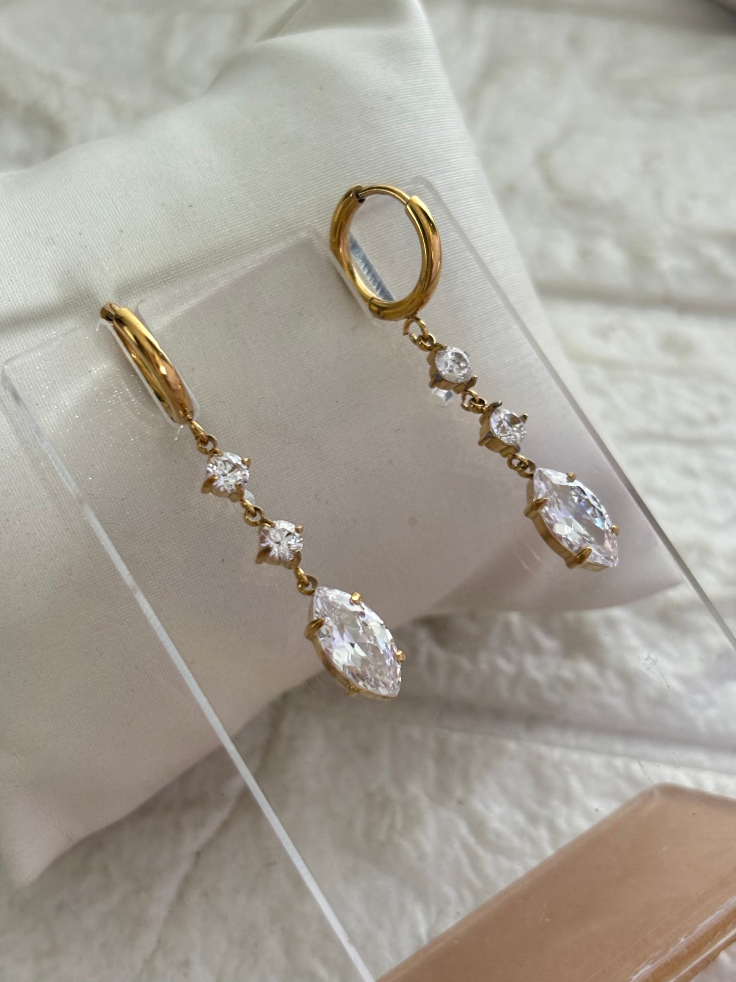 Marquise Solitaire Huggies