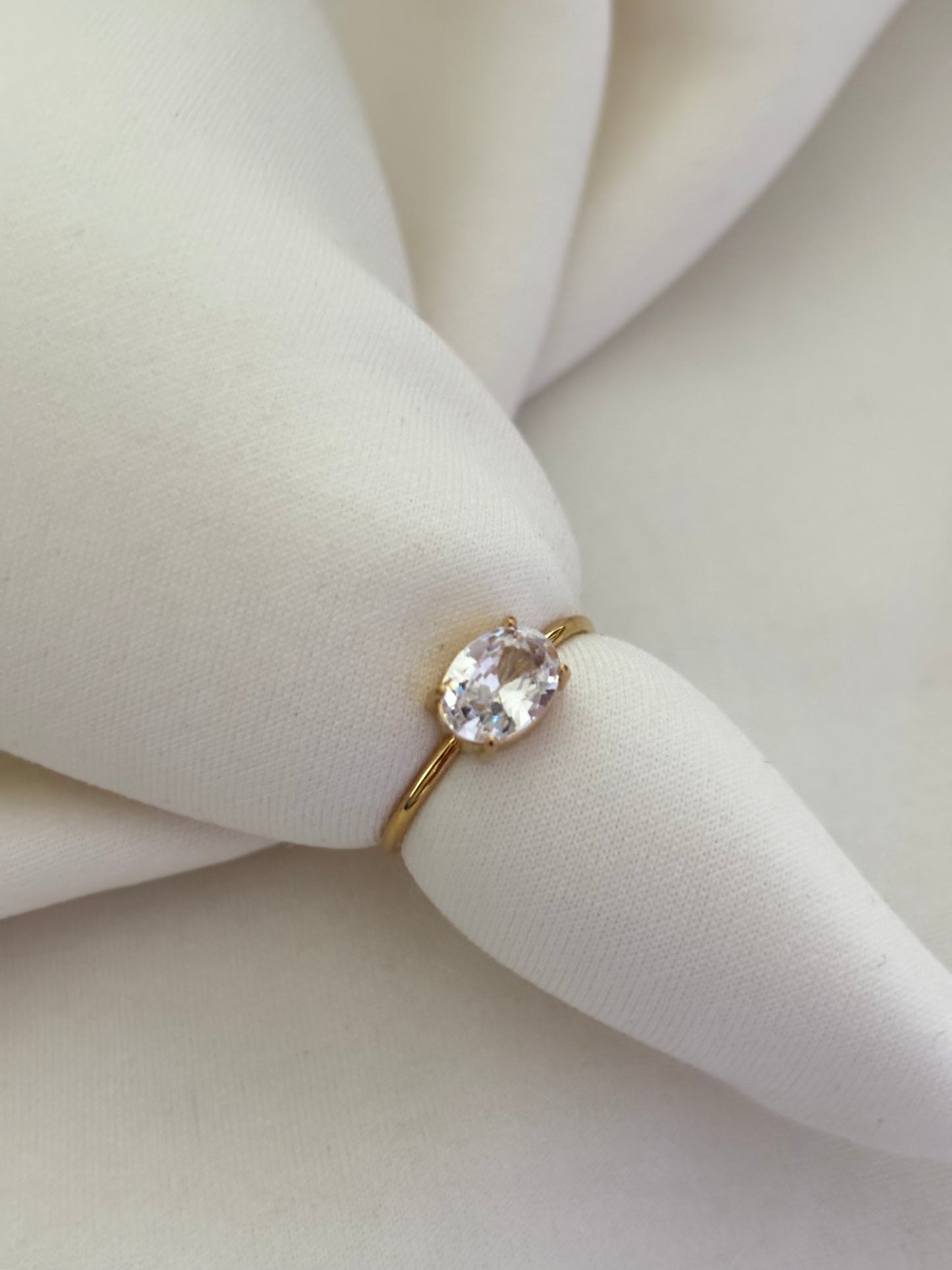 Oval Solitaire Adjustable Ring
