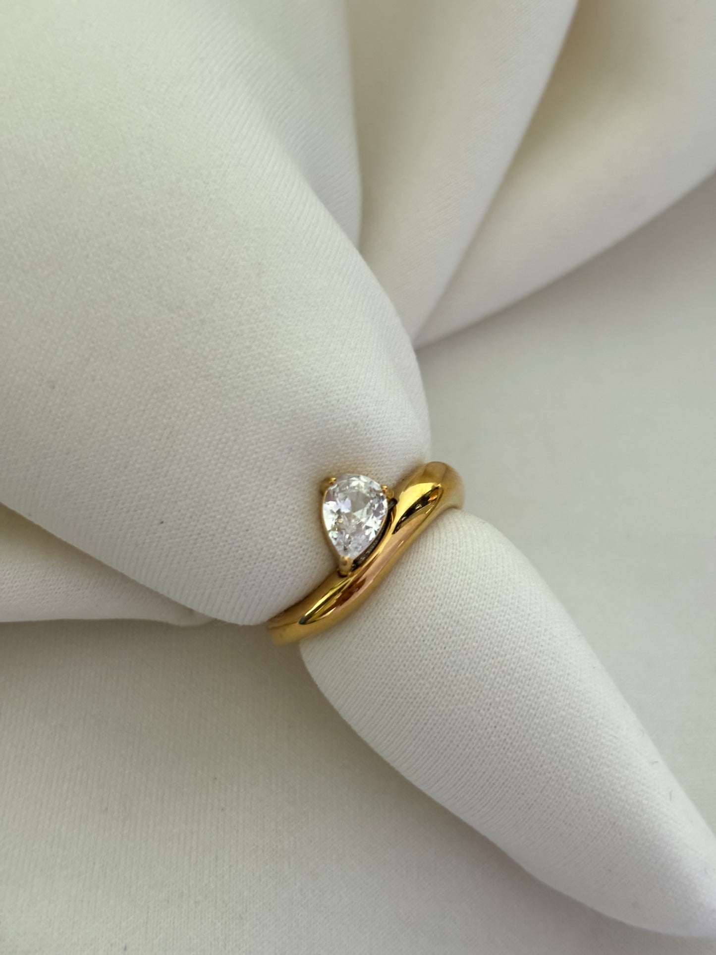 Pear Solitaire Ring