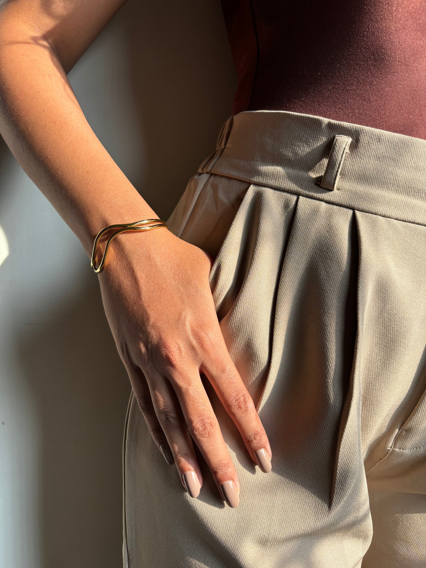 Cursive Adjustable Cuff- Stainless Steel