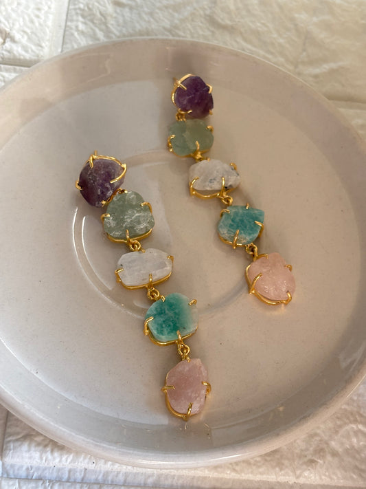 Pastel-color Natural stone Dangler Brass