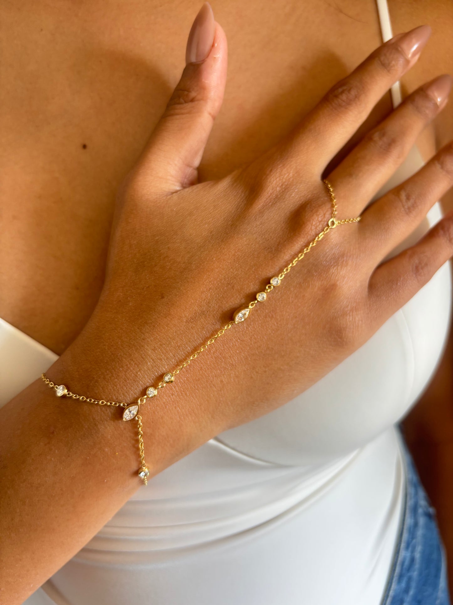 Marquise Luxe Studded Hand Chain