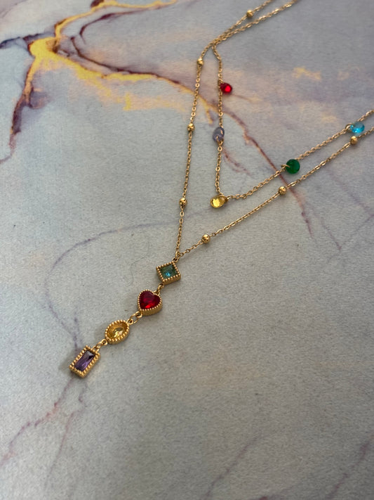 Multi-color Layered Y-Drop Necklace