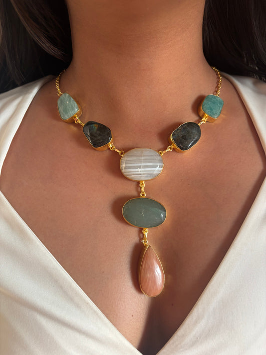 Queen Statement Y-Natural stone Set - Brass