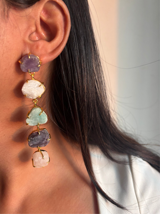Pastel-color Natural stone Dangler Brass