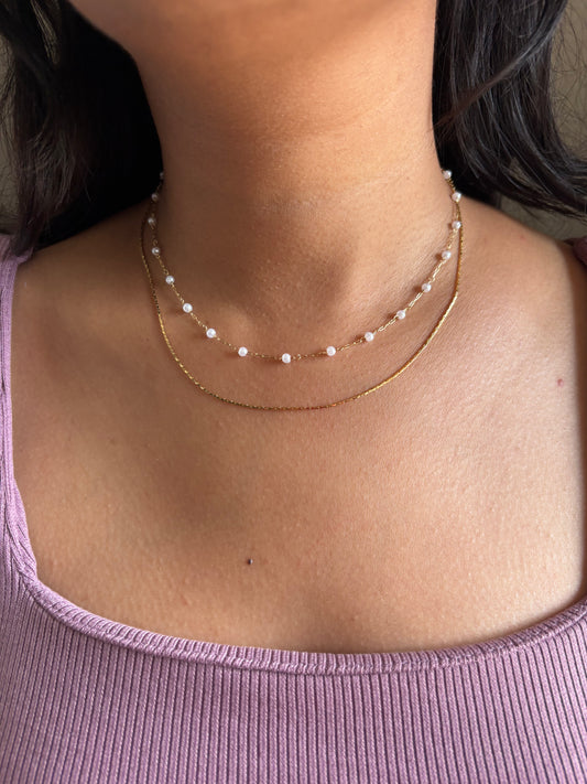 Dainty Pearl Layered Chain