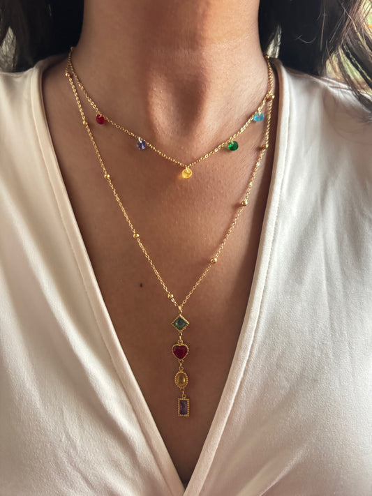 Multi-color Layered Y-Drop Necklace