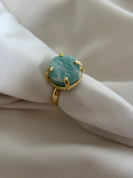 Pastel Color Natural Stone Adjustable Ring