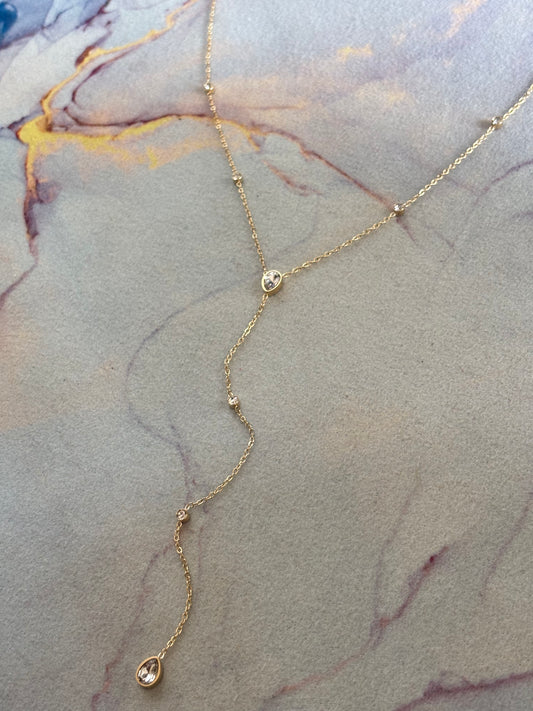 Sparkling Drop Y Necklace