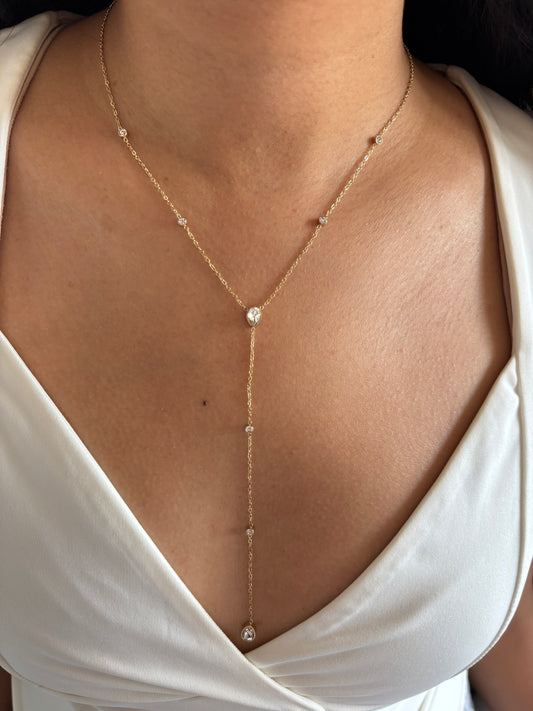 Sparkling Drop Y Necklace