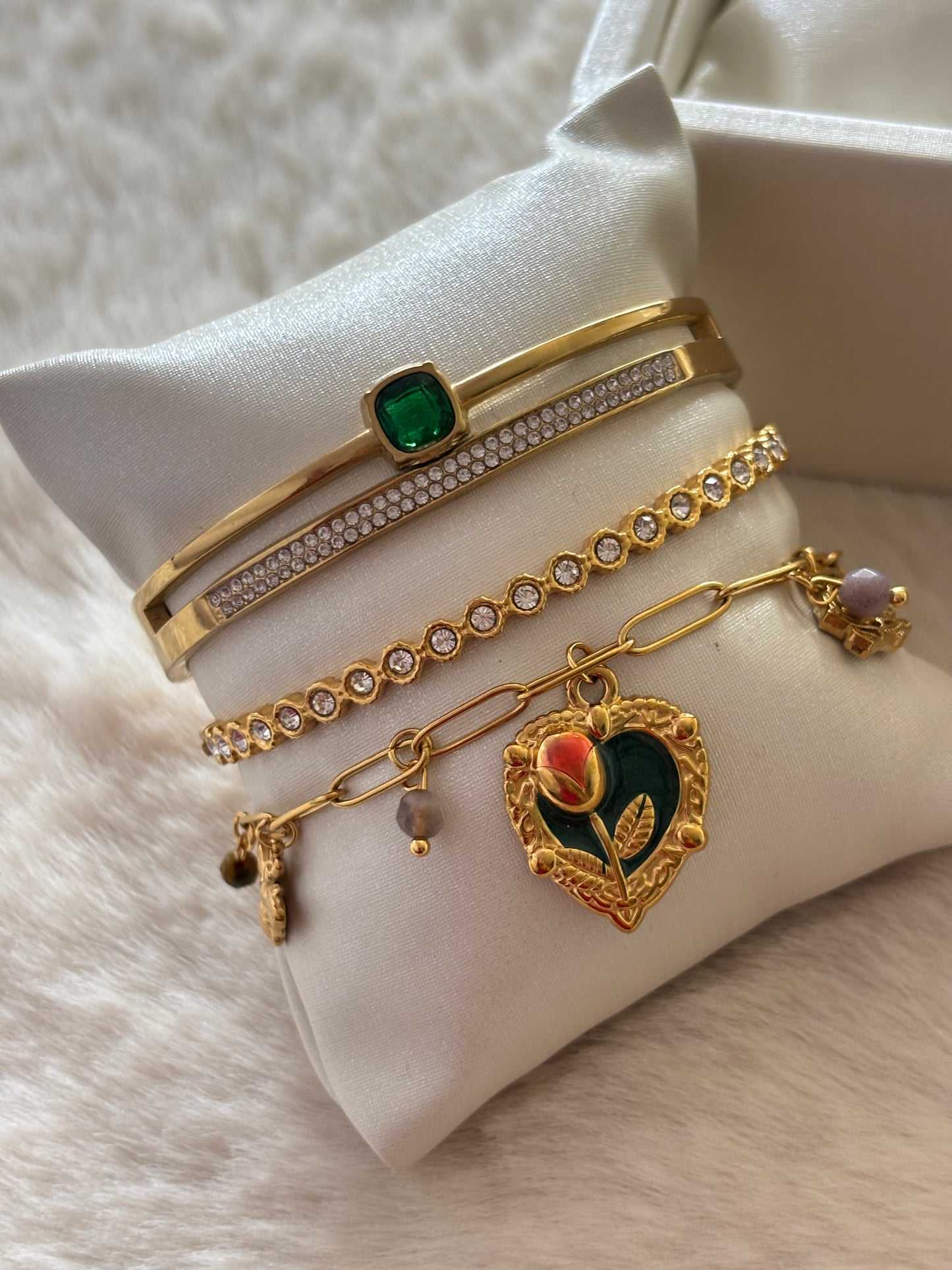 Emerald Aura Bracelet Stack