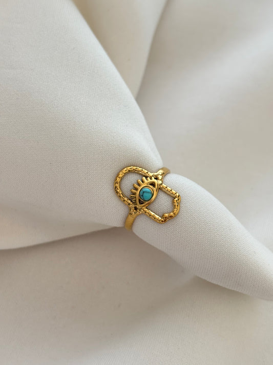 Lazuli Evil Eye Adjustable Ring