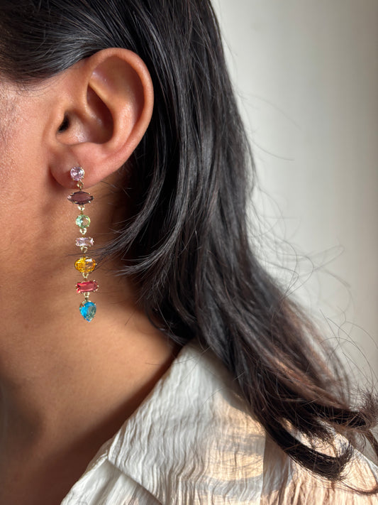 Aventurine multi-color Dangler(Brass)