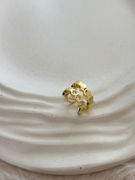 Mini Hexa Single Earcuff-Brass