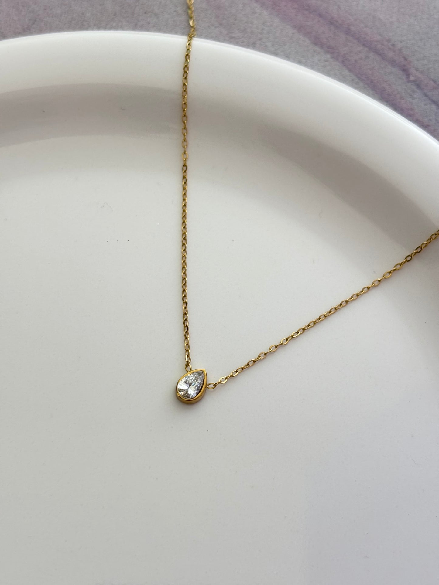 Pear Solitaire Necklace