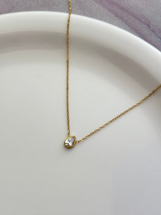 Pear Solitaire Necklace