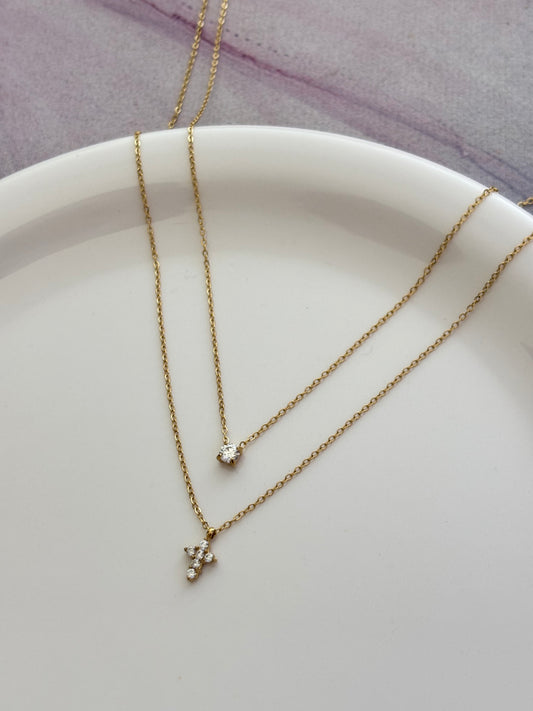 Dainty Layered Cross Necklace