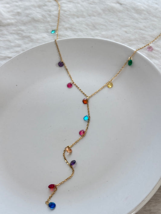 Raindrop Multi-color Y-Necklace