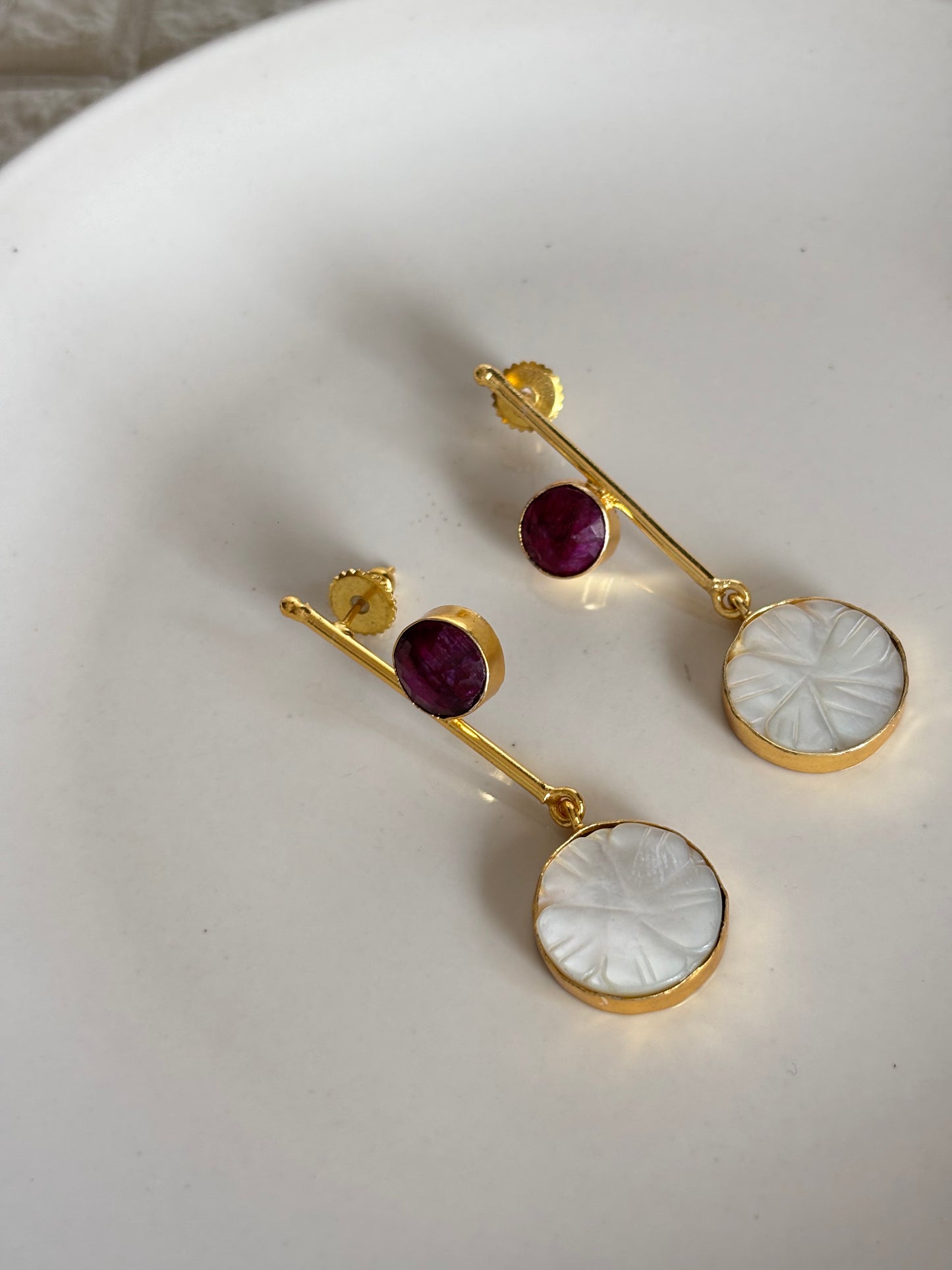 Aventurine Natural Stone Dangler Brass