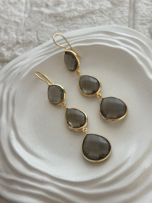 Smoky Quartz Dangler-Brass