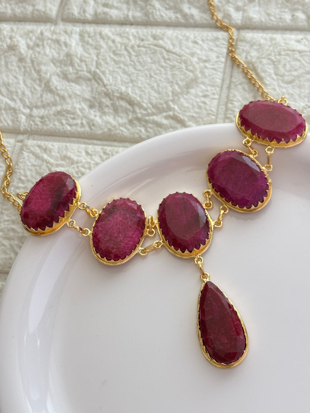 Ruby Victorian Natural Stone Choker Brass