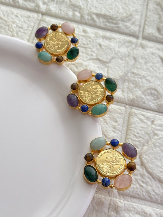Victorian Natural Stone Ring Brass