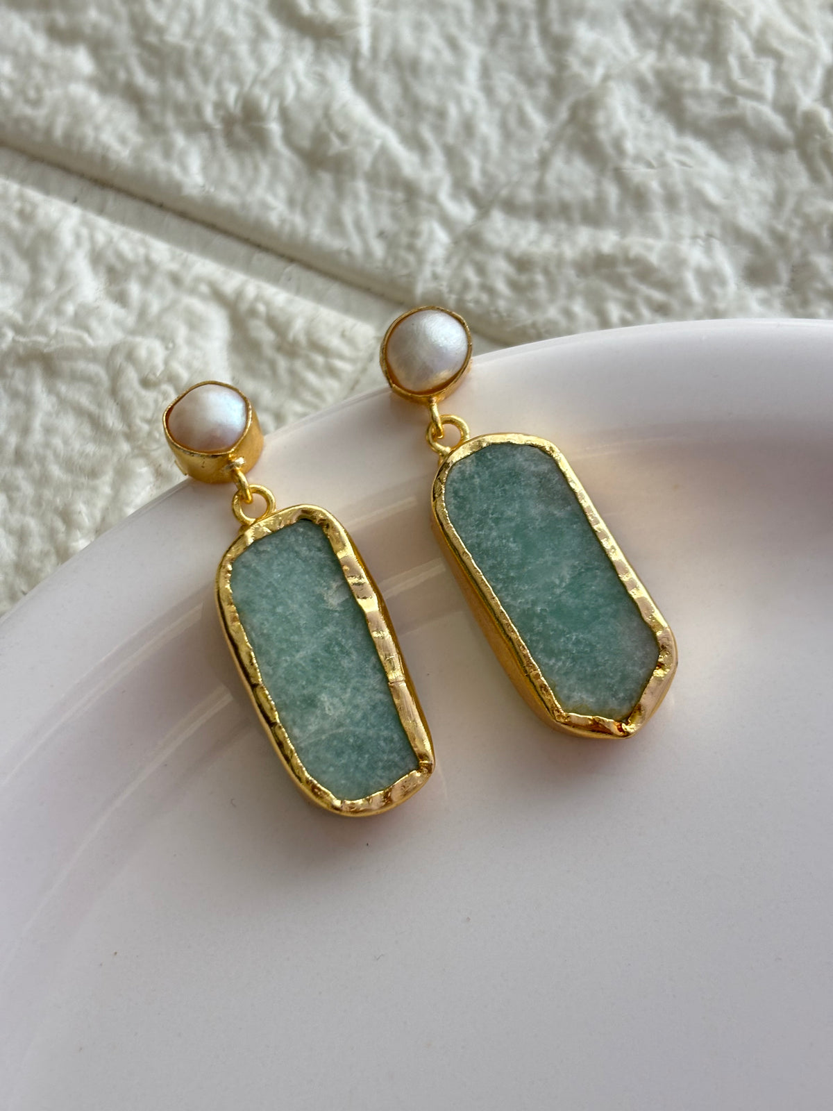 Natural Stone Drop - Brass