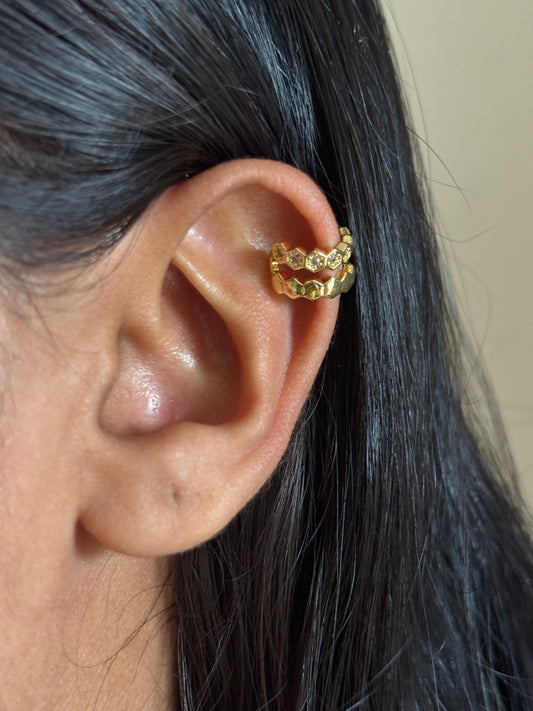 Mini Hexa Single Earcuff-Brass