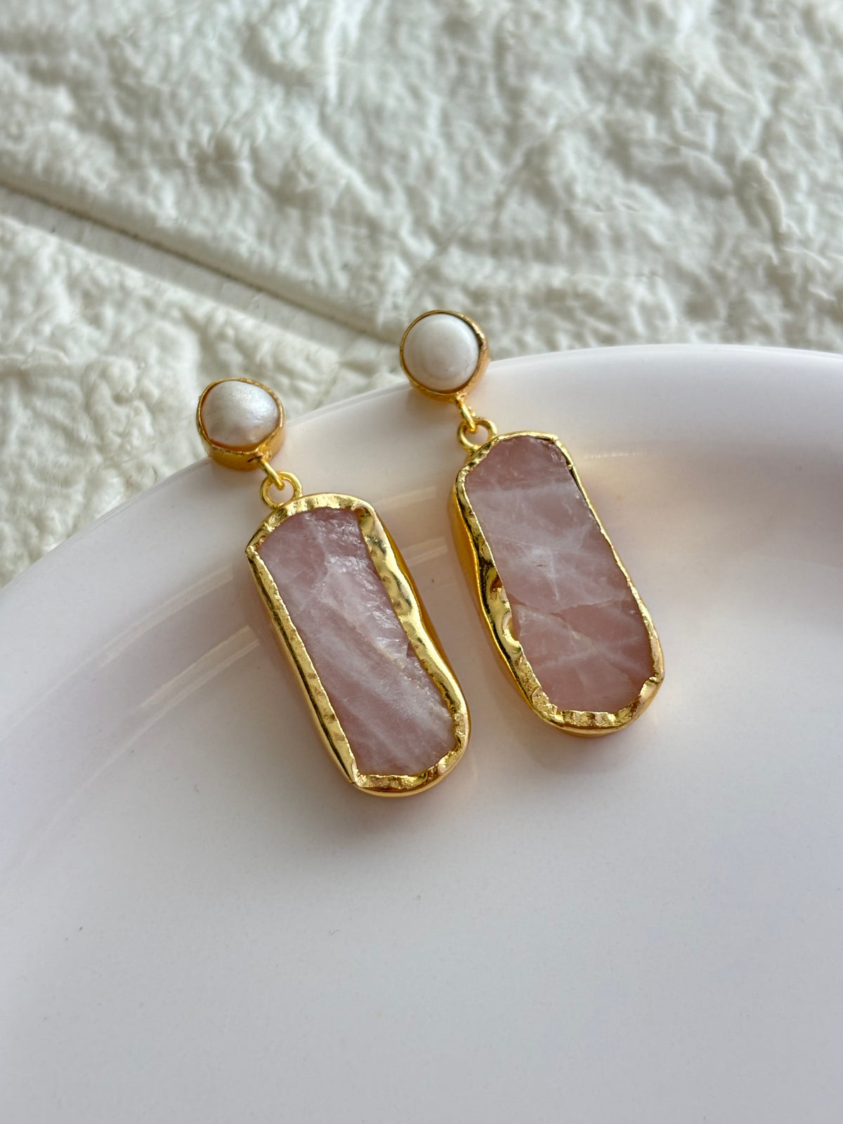 Natural Stone Drop - Brass