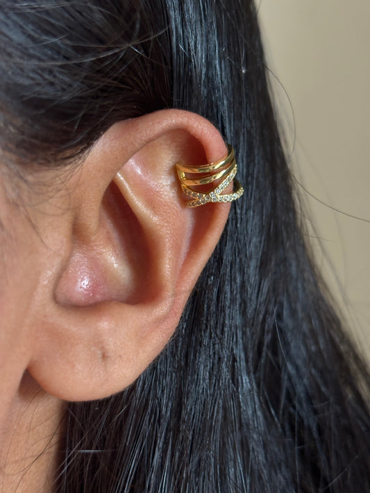 Criss-Cross Single Earcuff - Brass