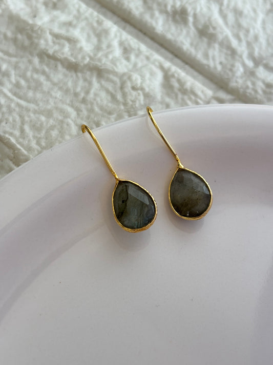 Cats Eye Drop Earring Brass