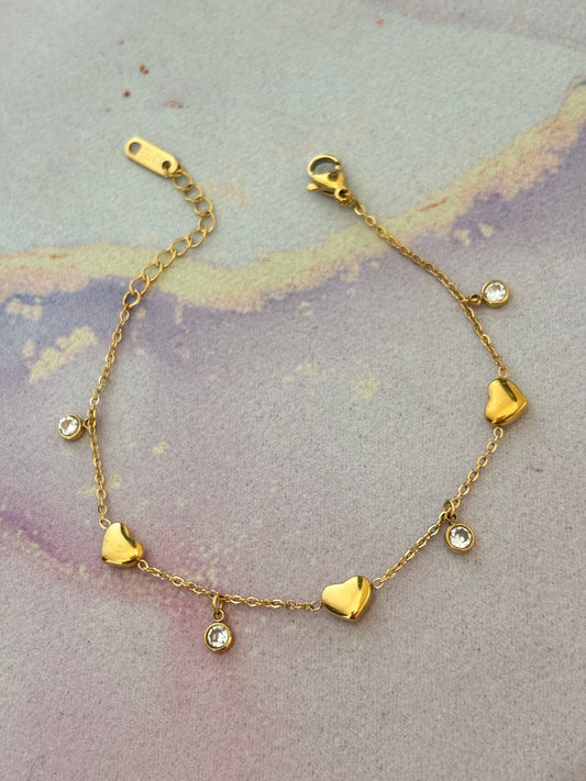 Heart Studded Charm Bracelet