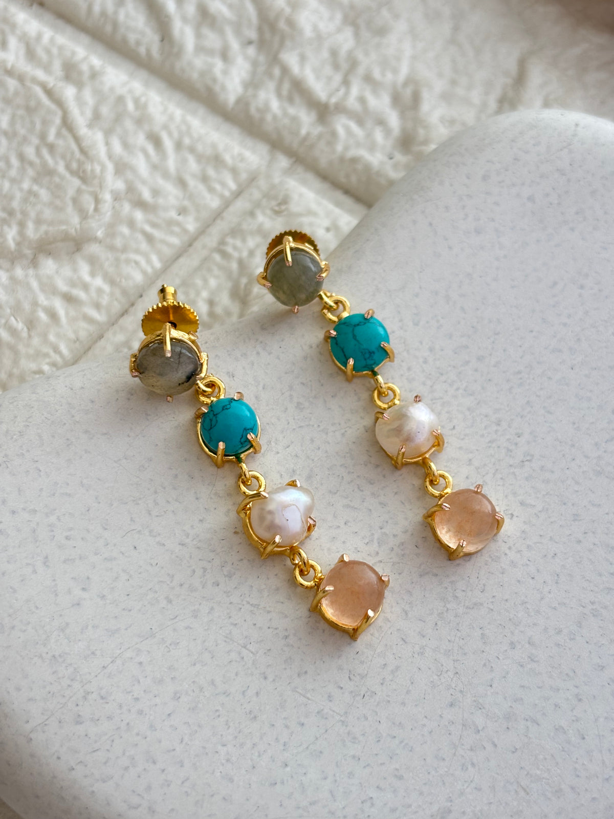 Misty Natural Stone Dangler Brass