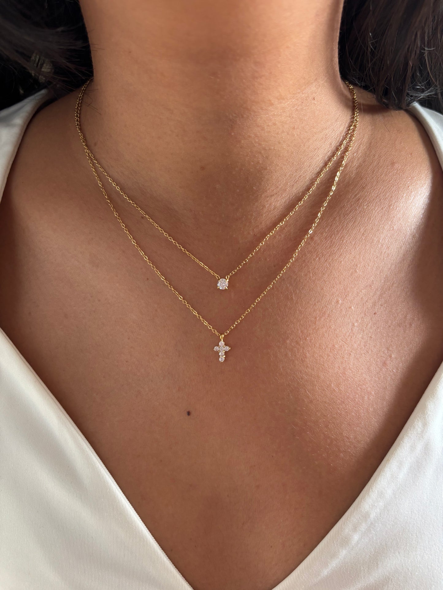 Dainty Layered Cross Necklace