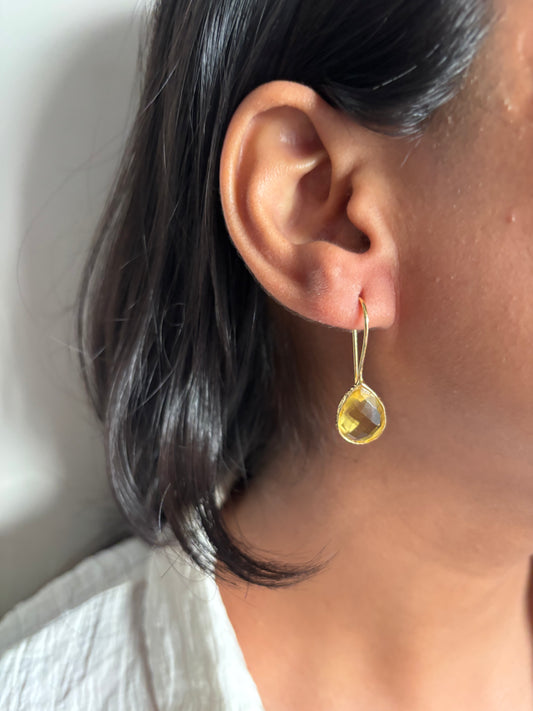 Cats Eye Drop Earring Brass