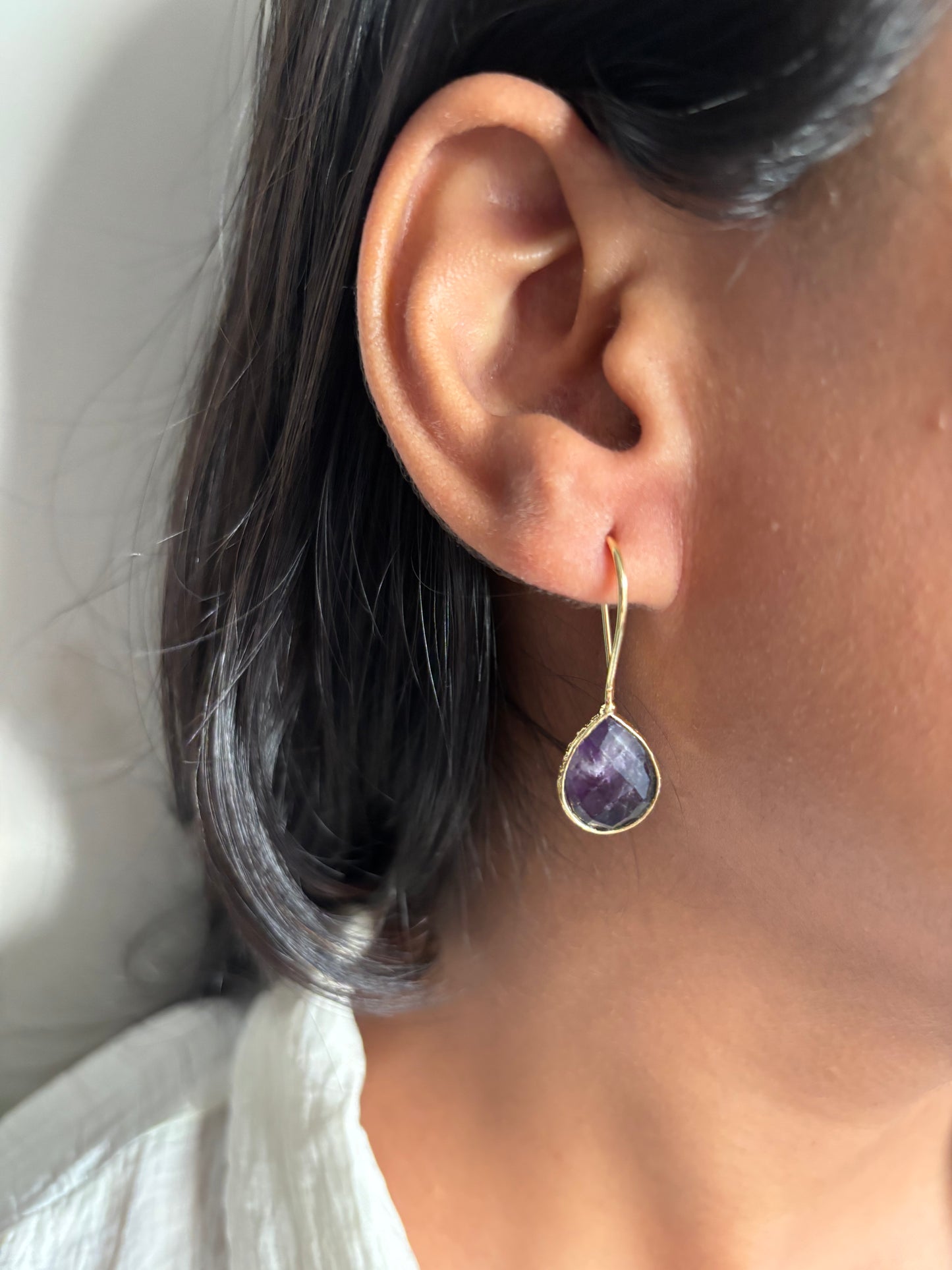 Cats Eye Drop Earring Brass