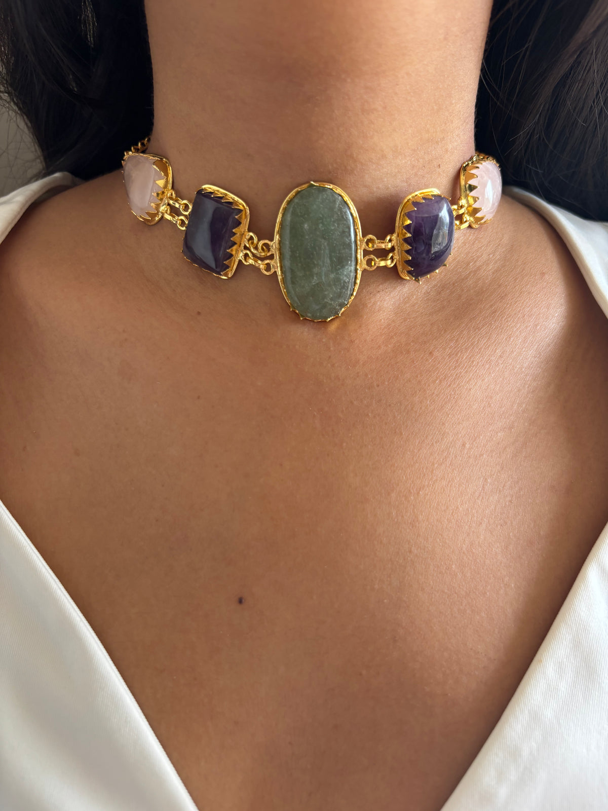 Heiress Natural Stone choker - Brass