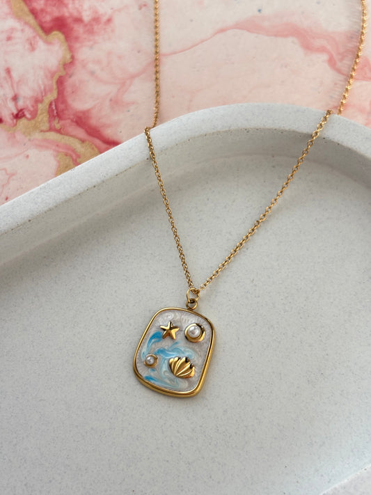 Ocean Enamel Pendant Necklace