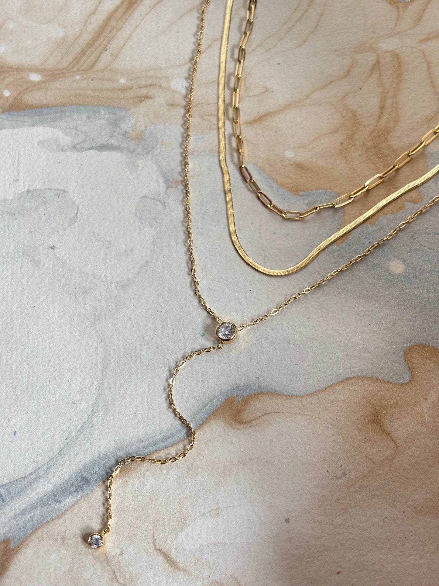 Triple Layered Y-Solitaire Necklace