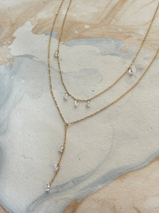 Crystal Layered Y-Necklace